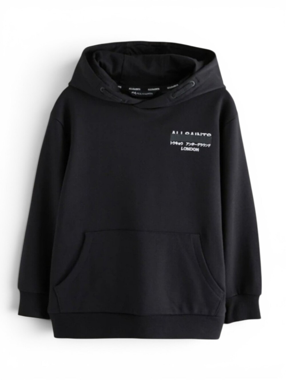 AllSaints Smallsaints Redact Oversized Underground Hoodie In Black Size 8-9